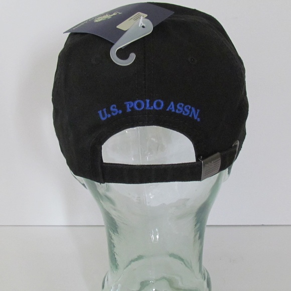 US POLO ASSN. Women's Black Adjustable Strap Baseball Hat with Blue Logo - NWT - Picture 3 of 4